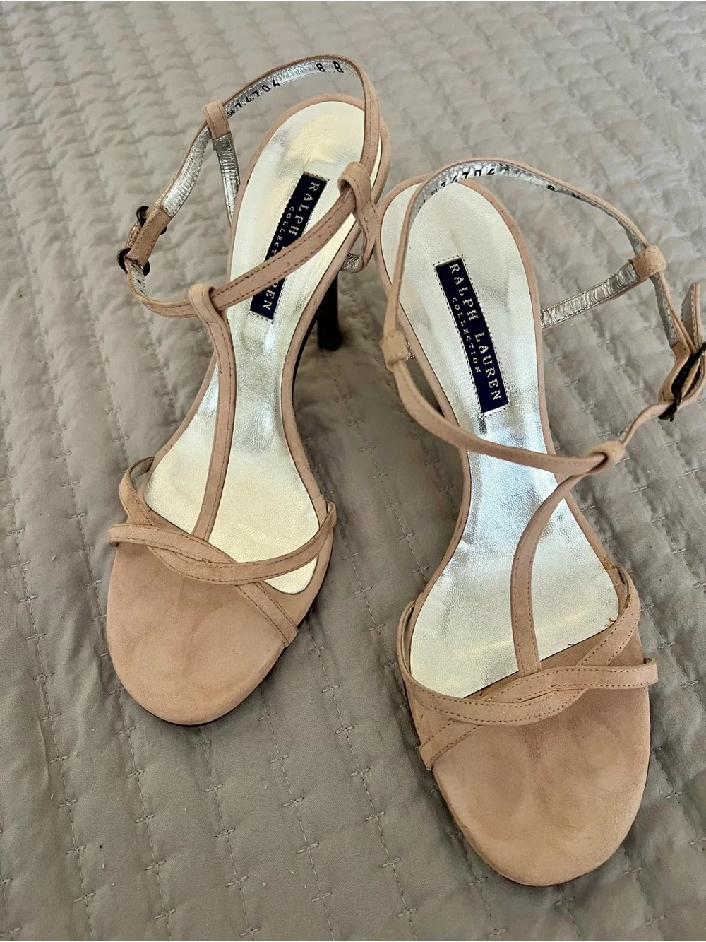 Ralph Lauren Blush Tan Suede Strappy Heels